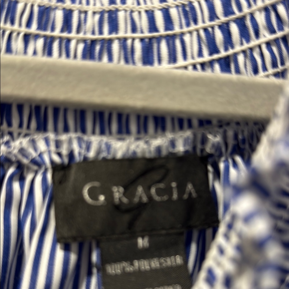 Gracia Blue Striped Off-Shoulder Mini Dress/ tunic .. - Picture 3 of 4